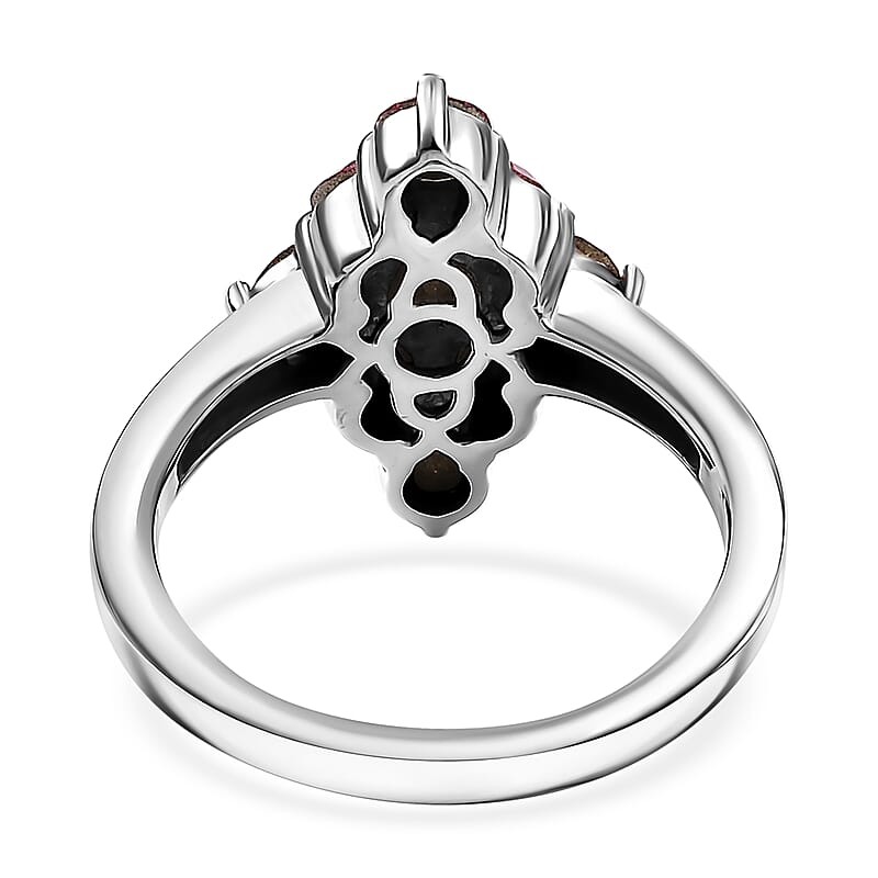 J Francis Embellished with Rose Crystal by Swarovski Gem Garden Nonet Ring in Platinum Bond (Size 8.0)
