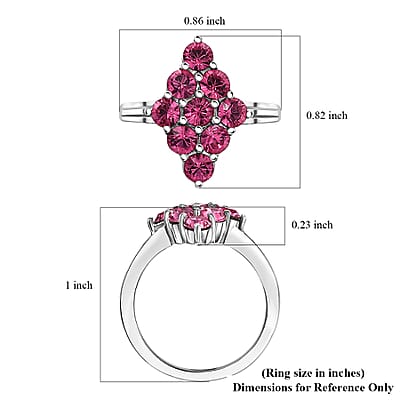 J Francis Embellished with Rose Crystal by Swarovski Gem Garden Nonet Ring in Platinum Bond (Size 9.0)