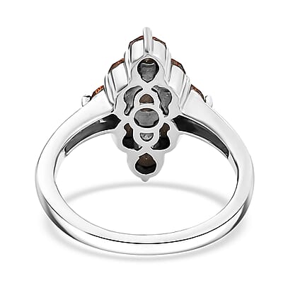 J Francis Embellished with Topaz Color Crystal by Swarovski Gem Garden Nonet Ring in Platinum Bond (Size 10.0)