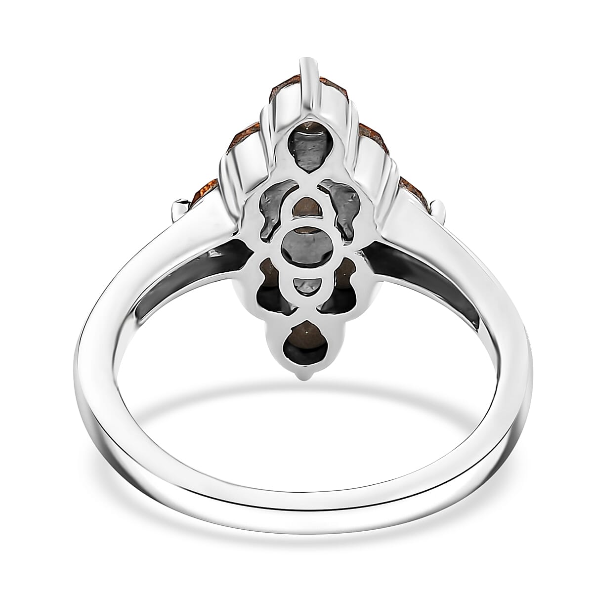 J Francis Embellished with Topaz Color Crystal by Swarovski Gem Garden Nonet Ring in Platinum Bond (Size 6.0)