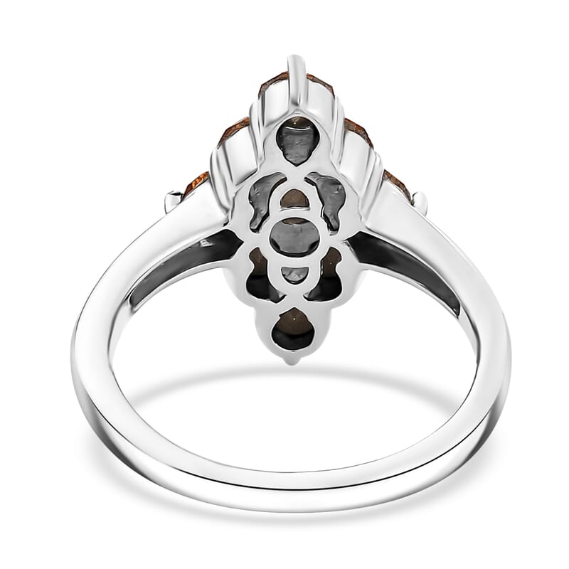 J Francis Embellished with Topaz Color Crystal by Swarovski Gem Garden Nonet Ring in Platinum Bond (Size 8.0)