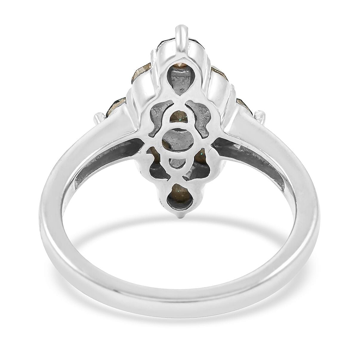 J Francis Embellished with Emerald Color Crystal by Swarovski Ring in Platinum Bond (Size 7.0) image number 4