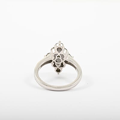 J Francis Embellished with Emerald Color Crystal by Swarovski Ring in Platinum Bond (Size 7.0)