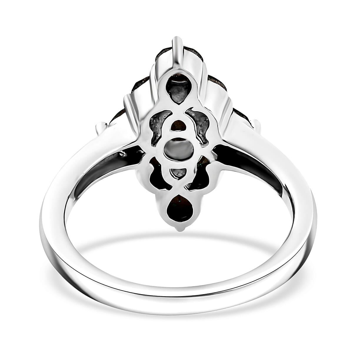 J Francis Embellished with Emerald Color Crystal by Swarovski Ring in Platinum Bond (Size 8.0)