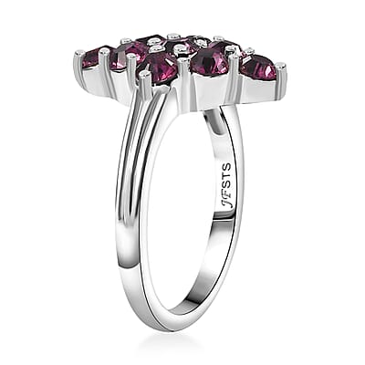 J Francis Embellished with Foilback Amethyst Crystal by Swarovski Ring in Platinum Bond (Size 7.0)