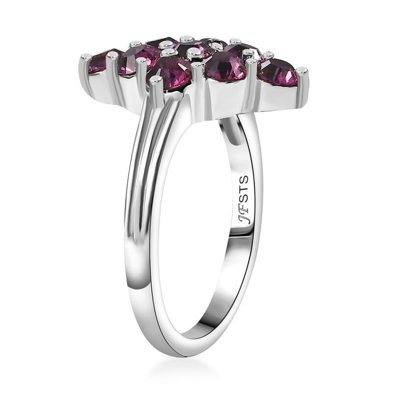 J Francis Embellished with Foilback Amethyst Crystal by Swarovski Ring in Platinum Bond (Size 7.0)