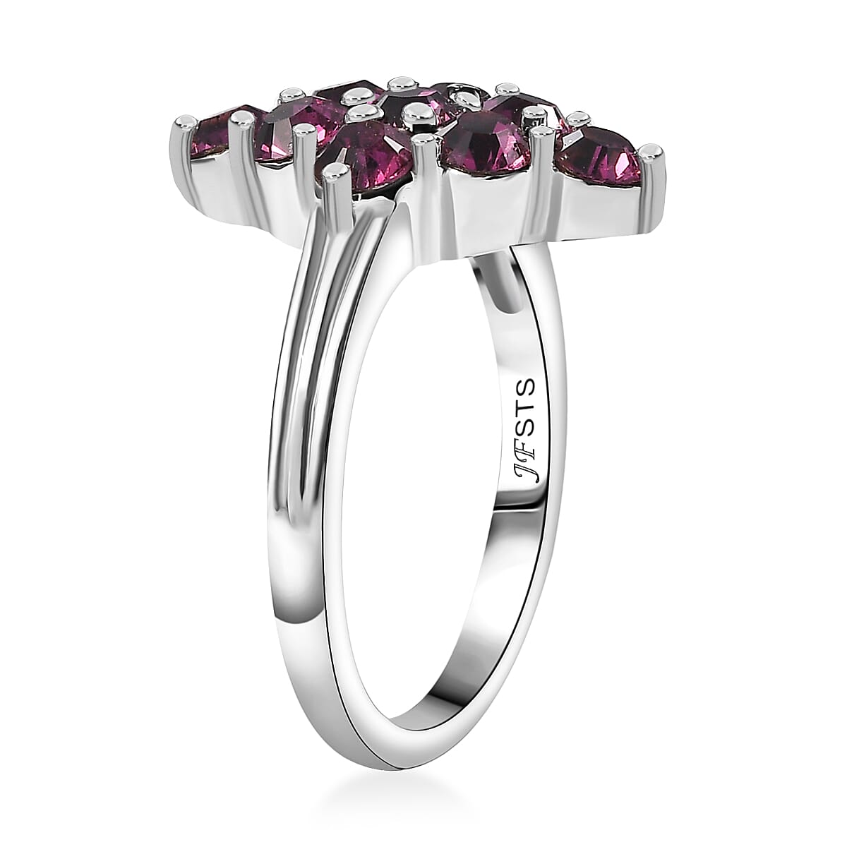 J Francis Embellished with Foilback Amethyst Crystal by Swarovski Ring in Platinum Bond (Size 9.0) image number 3