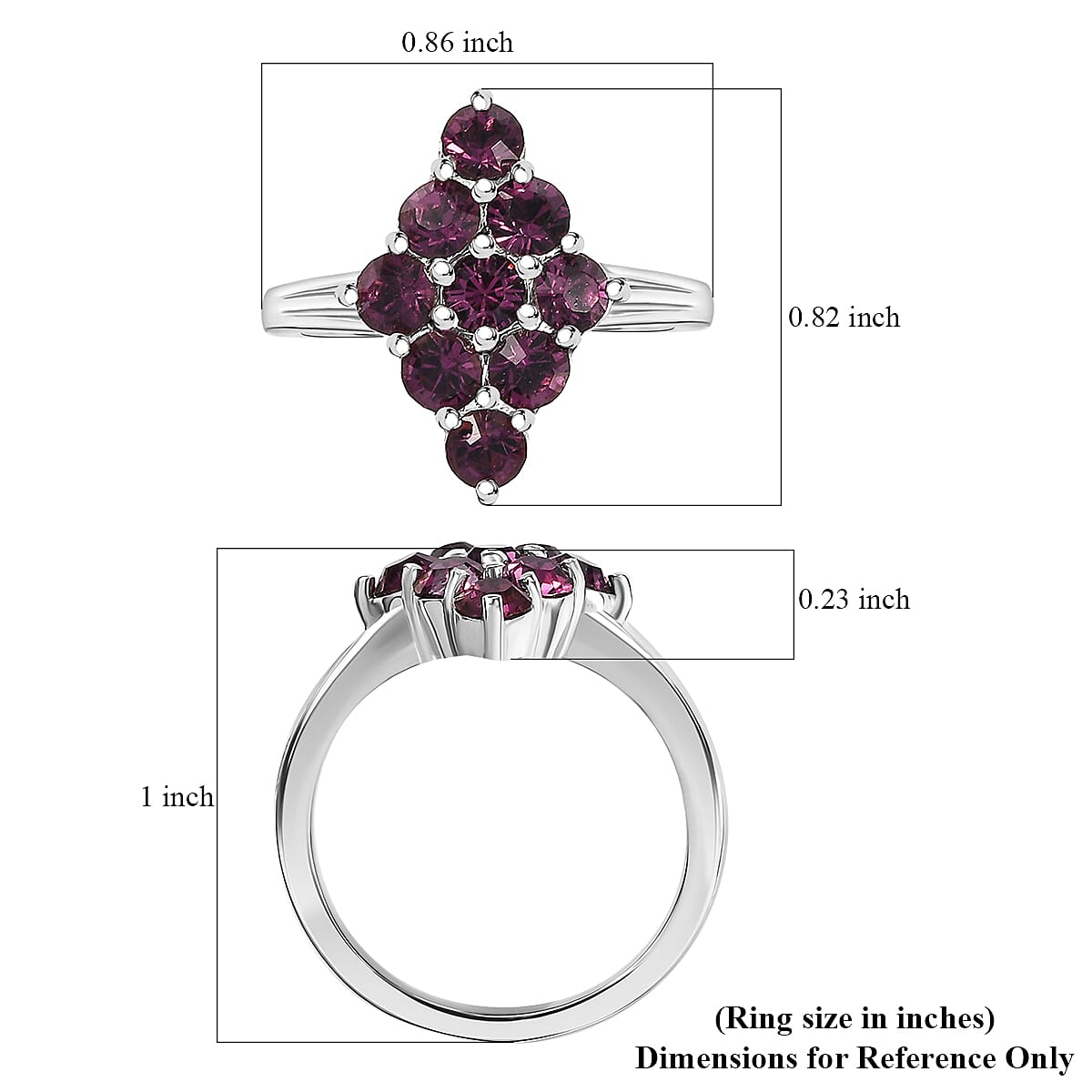 J Francis Embellished with Foilback Amethyst Crystal by Swarovski Ring in Platinum Bond (Size 9.0) image number 5