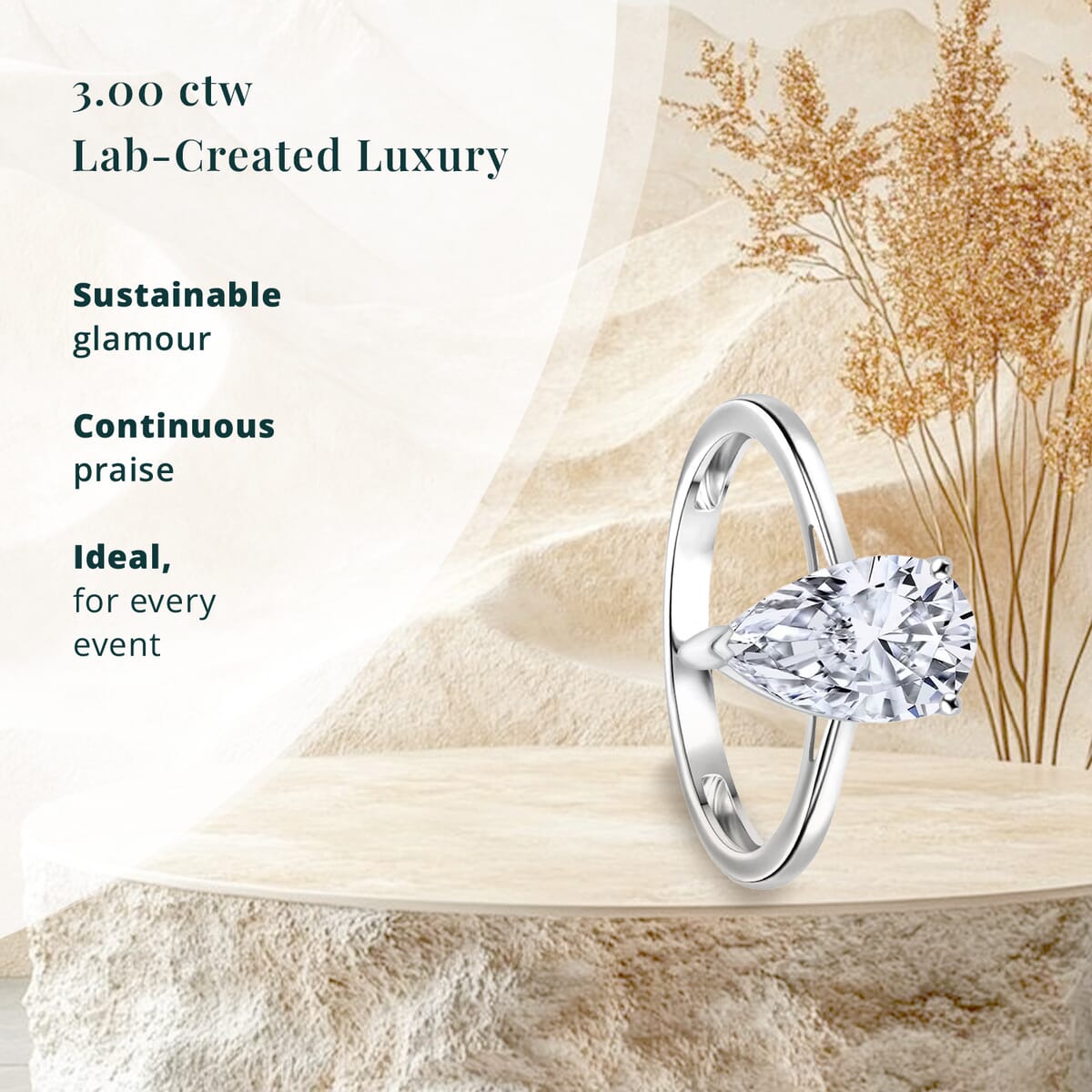 IGI Certified Luxuriant Lab Grown Diamond F VS2 3.00 ctw Solitaire Ring in 950 Platinum (Del. in 10-12 Days) image number 2