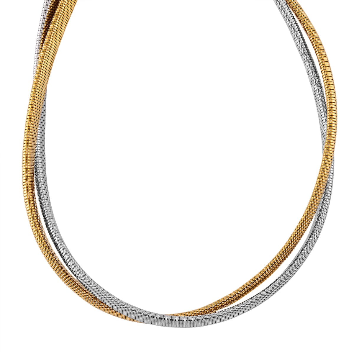 2 Row Choker Necklace in ION Plated YG and Stainless Steel 16-20 Inches image number 2