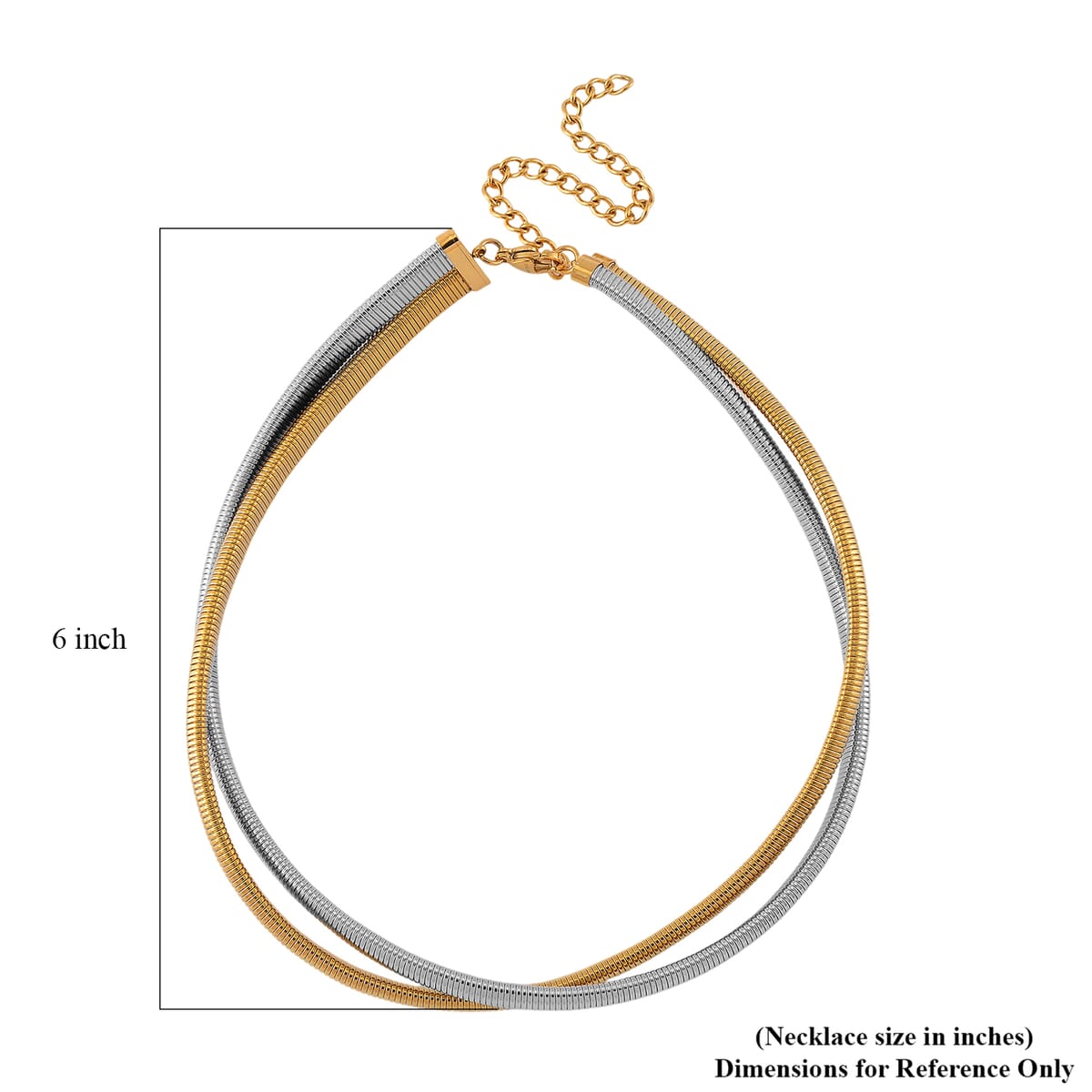 2 Row Choker Necklace in ION Plated YG and Stainless Steel 16-20 Inches image number 5
