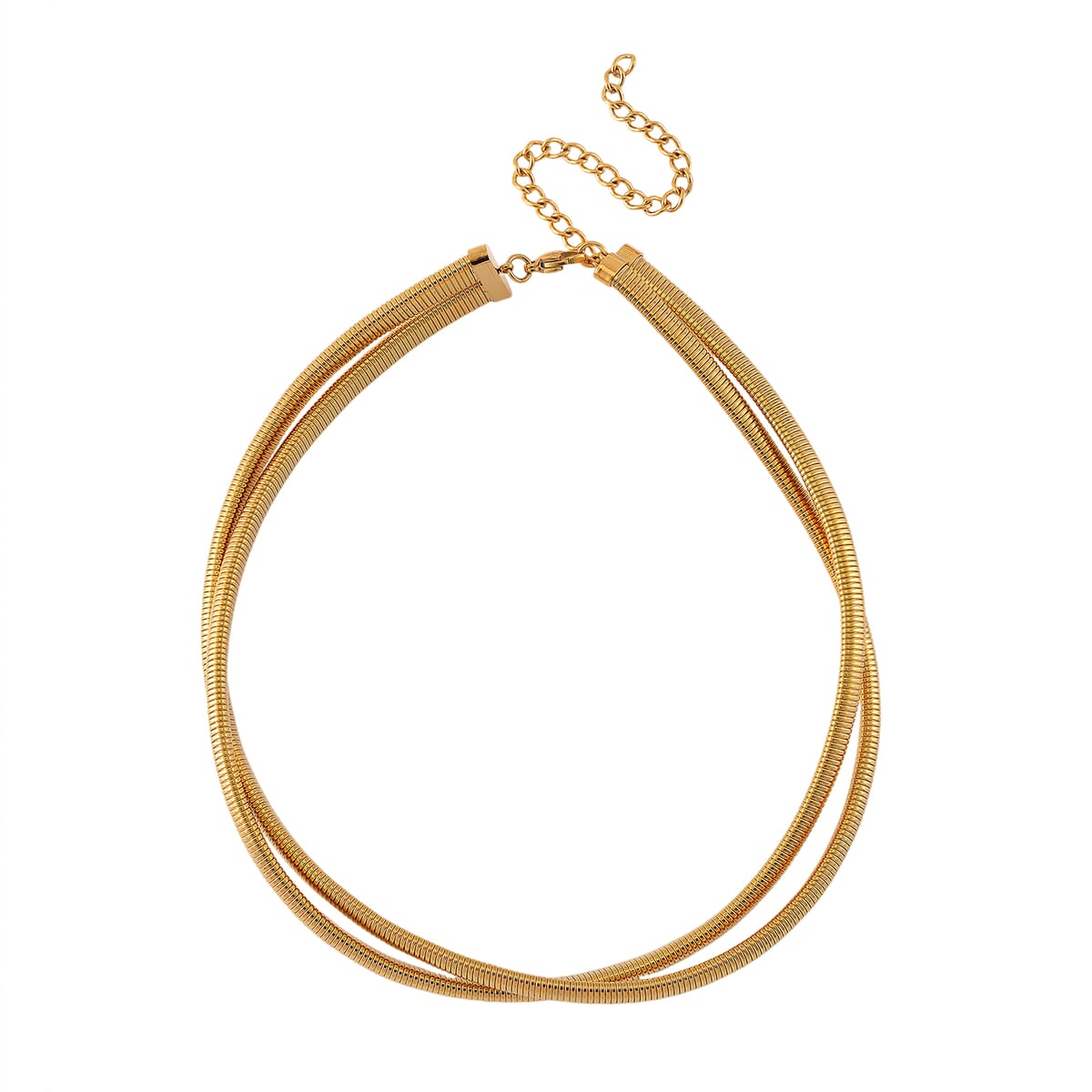 2 Row Choker Necklace in ION Plated YG Stainless Steel 16-20 Inches image number 0
