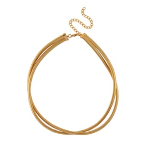 2 Row Choker Necklace in ION Plated YG Stainless Steel 16-20 Inches