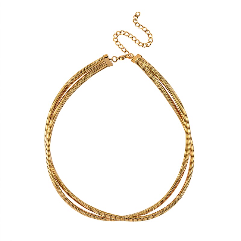 2 Row Choker Necklace in ION Plated YG Stainless Steel 16-20 Inches