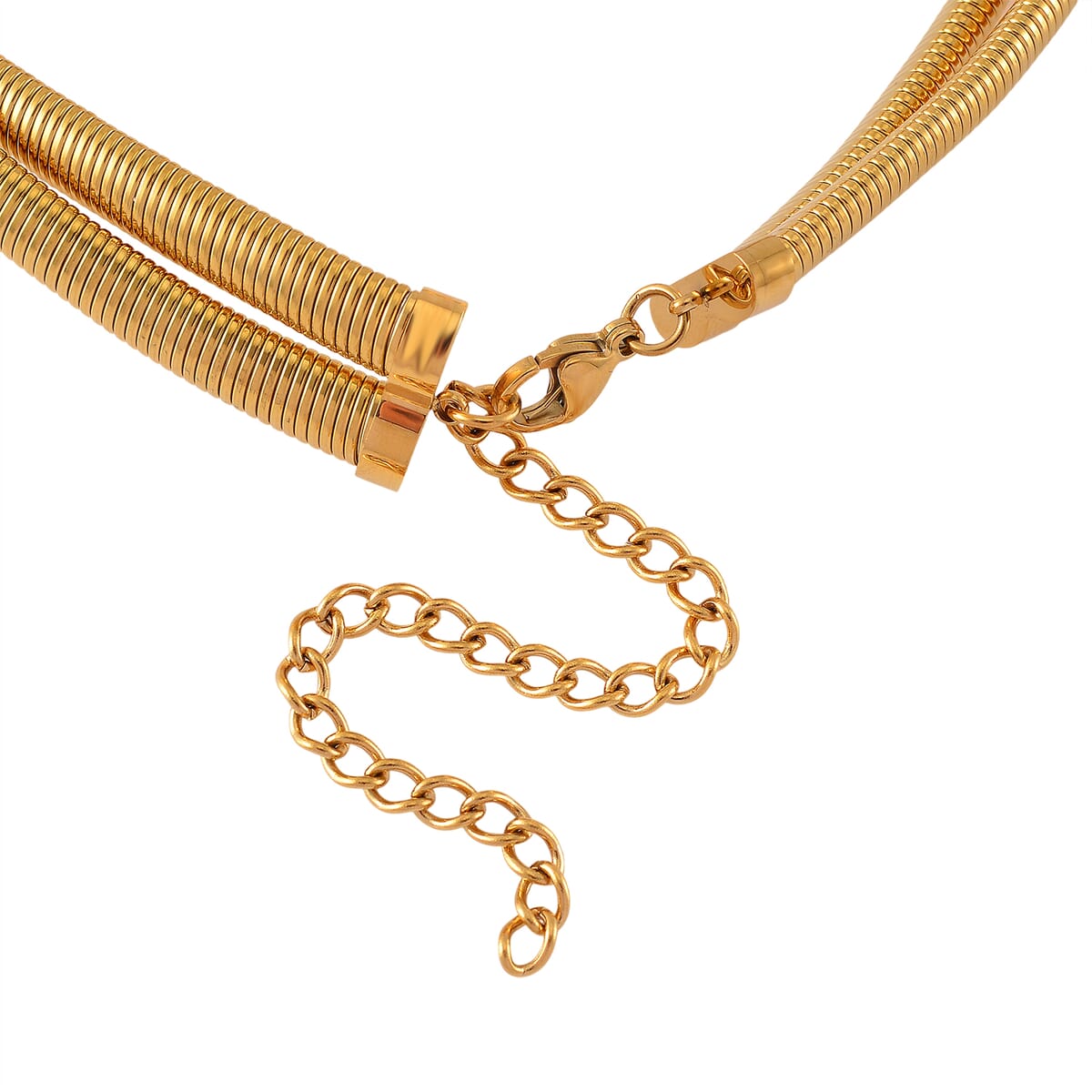 2 Row Choker Necklace in ION Plated YG Stainless Steel 16-20 Inches image number 4