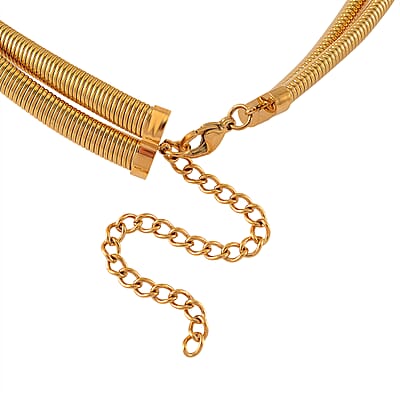 2 Row Choker Necklace in ION Plated YG Stainless Steel 16-20 Inches