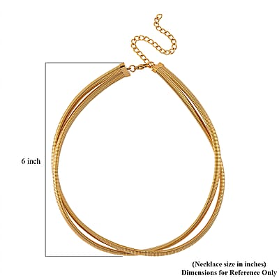 2 Row Choker Necklace in ION Plated YG Stainless Steel 16-20 Inches