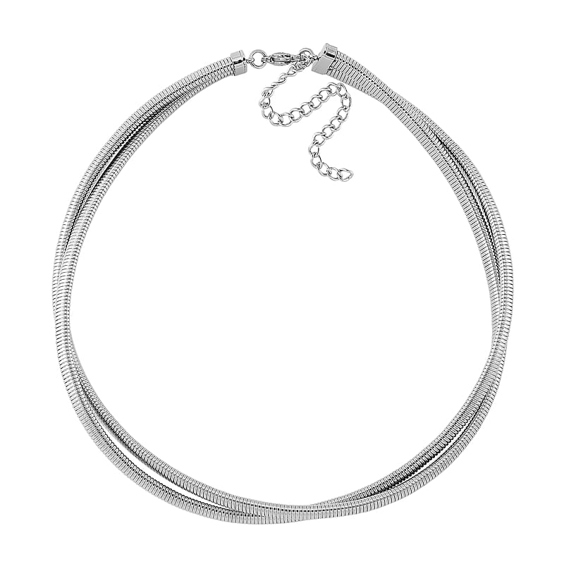 2 Row Choker Necklace in Stainless Steel 16-20 Inches