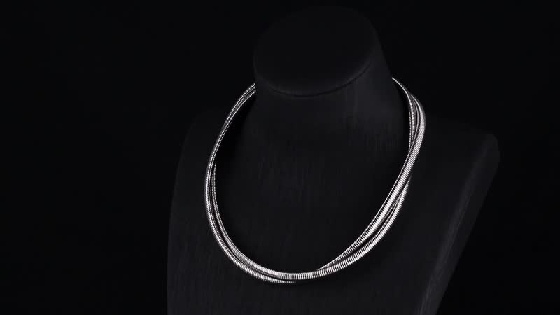 2 Row Choker Necklace in Stainless Steel 16-20 Inches