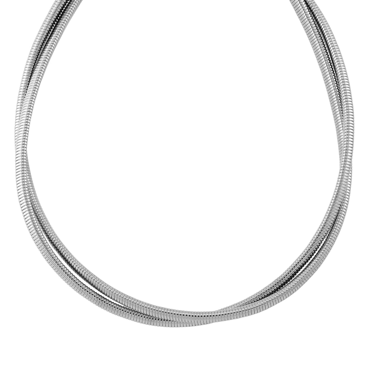 2 Row Choker Necklace in Stainless Steel 16-20 Inches image number 2