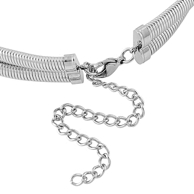 2 Row Choker Necklace in Stainless Steel 16-20 Inches