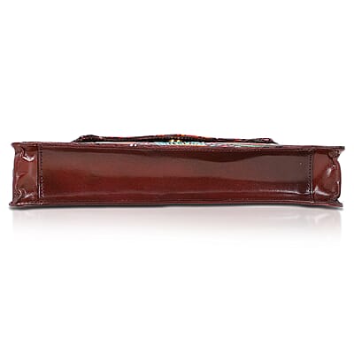 La Marey Maroon Genuine Leather Hand Painted Tooled Crossbody Bag
