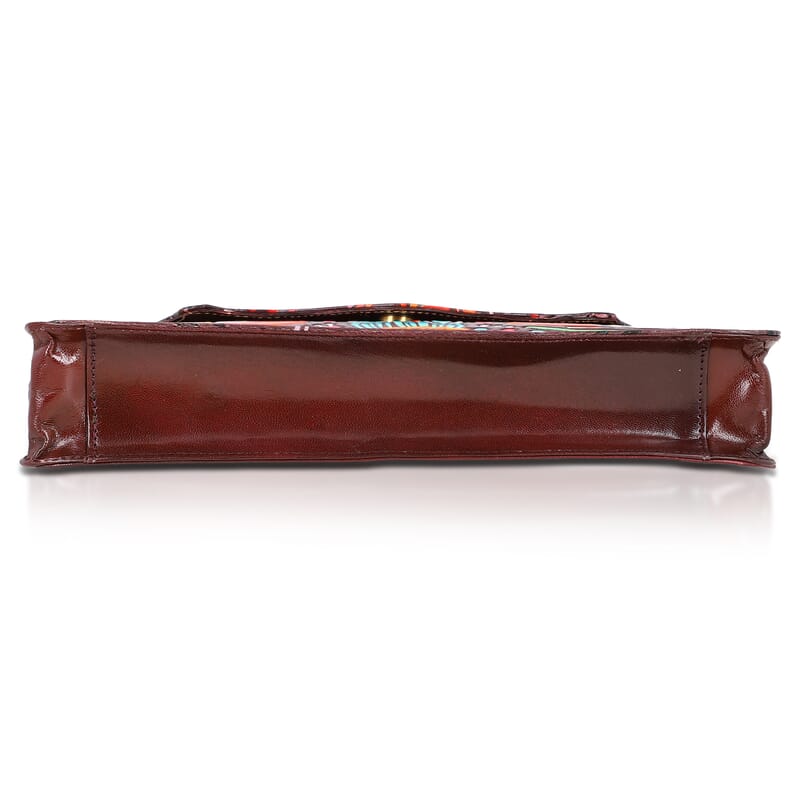 La Marey Maroon Genuine Leather Hand Painted Tooled Crossbody Bag