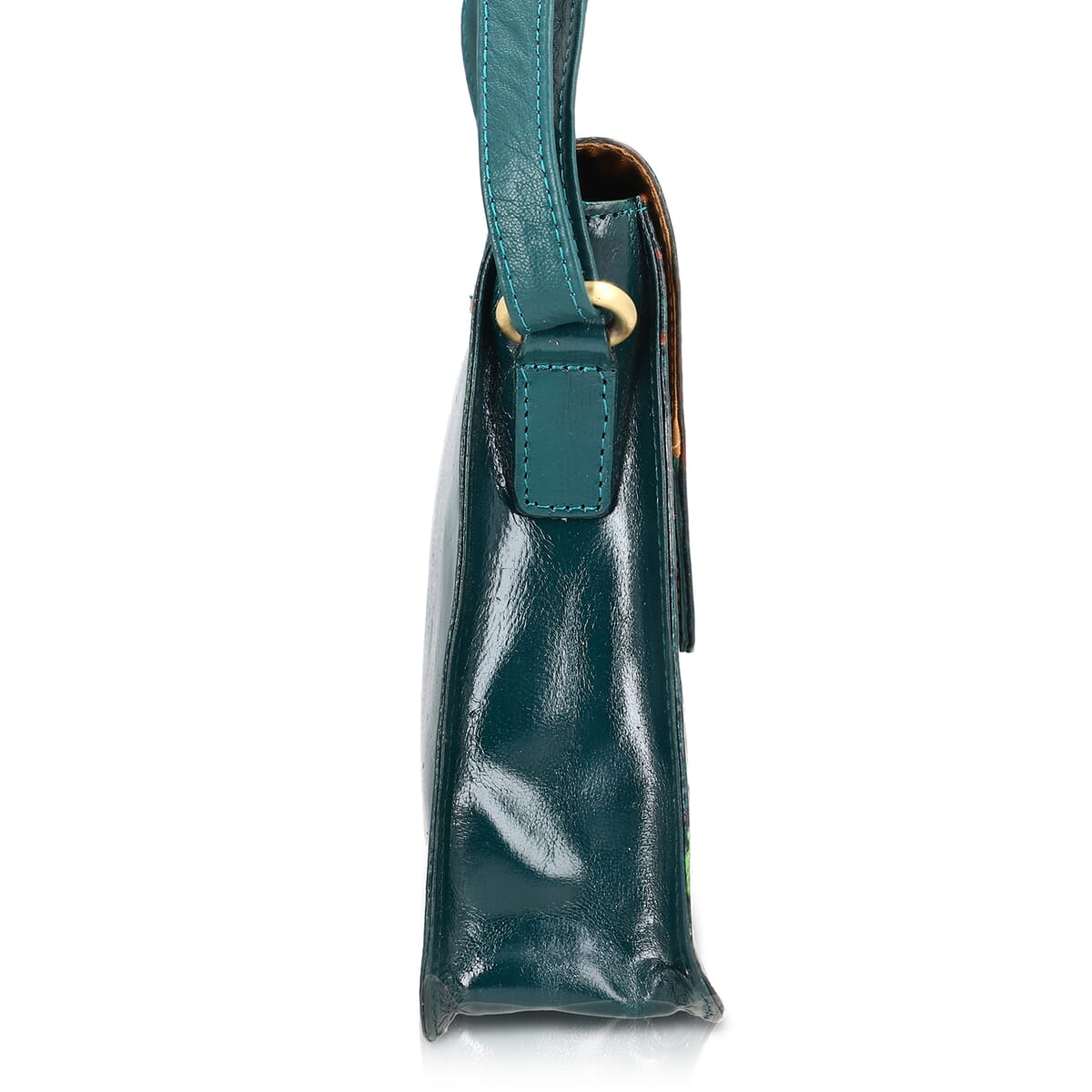 Sukriti Green Genuine Leather Hand Painted Tooled Crossbody Bag  image number 5