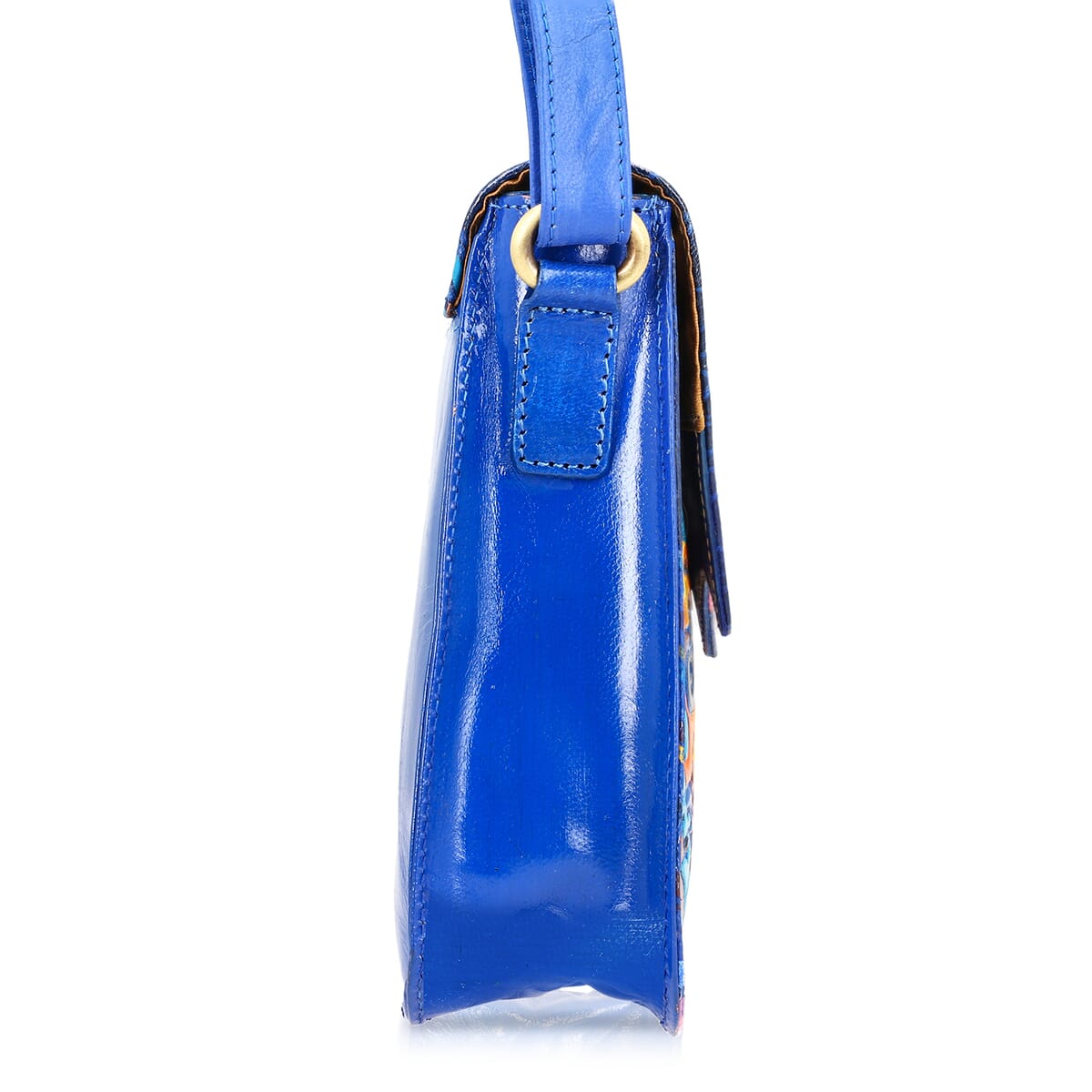 Sukriti Blue Genuine Leather Hand Painted Tooled Crossbody Bag image number 6