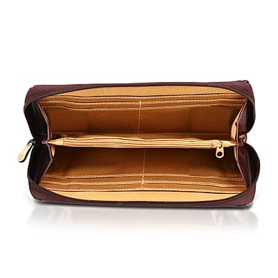 La Marey Maroon RFID Protected Tooled Leather Women's Wallet