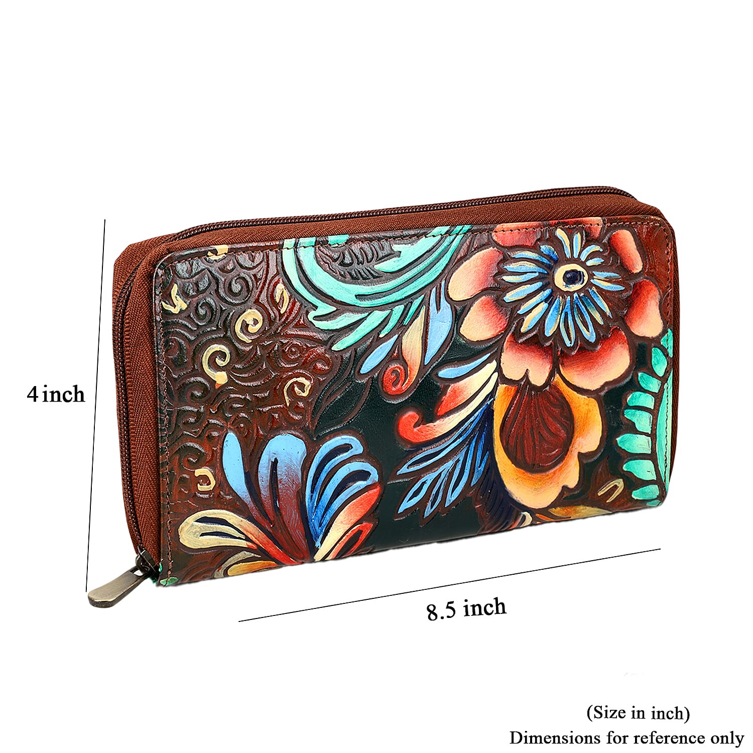 La Marey Brown RFID Protected Tooled Leather Women's Wallet