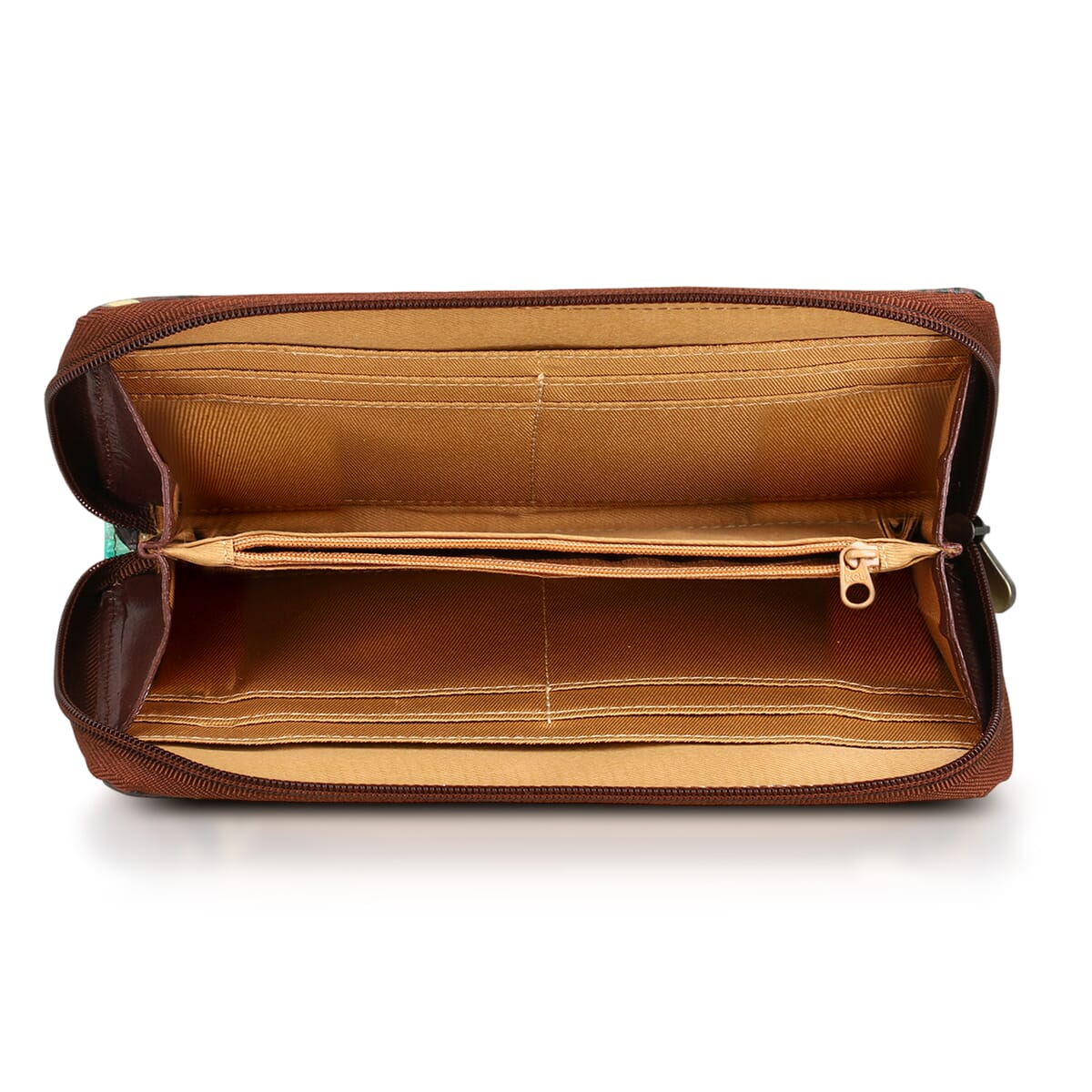 Sukriti Brown RFID Protected Tooled Leather Women's Wallet image number 8