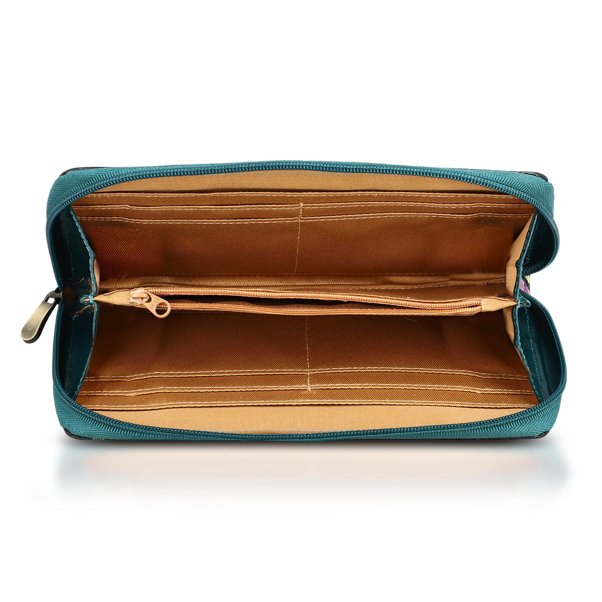 Sukriti Green RFID Protected Tooled Leather Women's Wallet image number 8