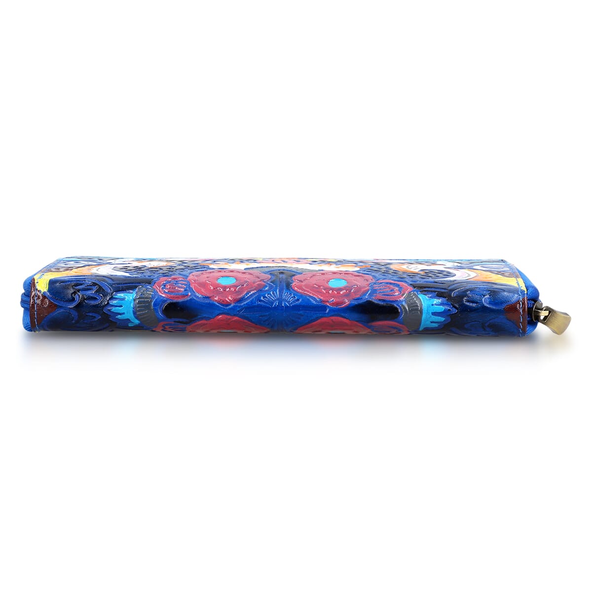Sukriti Blue RFID Protected Tooled Leather Women's Wallet image number 7
