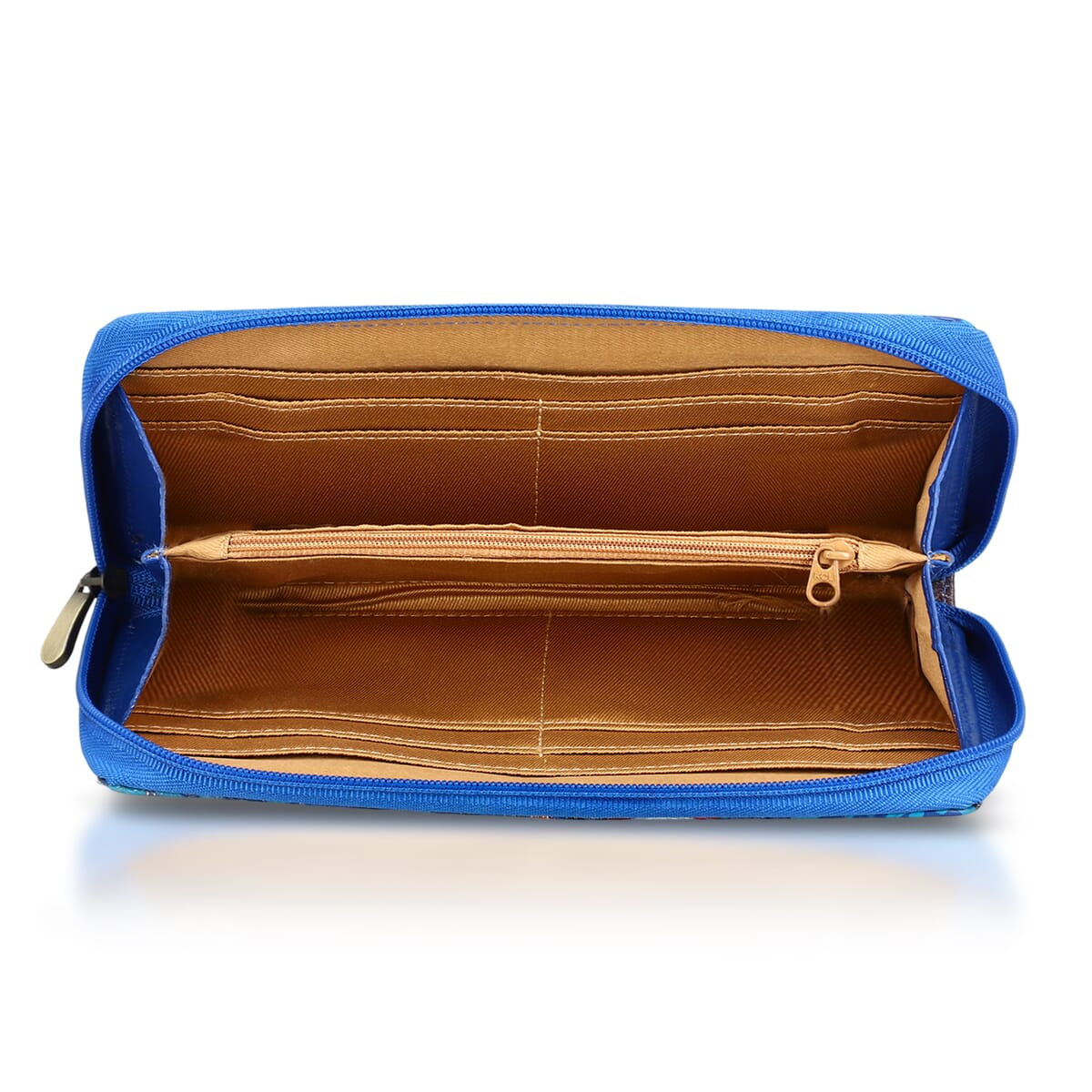 Sukriti Blue RFID Protected Tooled Leather Women's Wallet image number 8