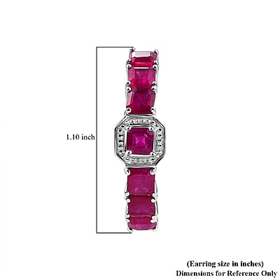 D'Joy Asscher Cut Niassa Ruby (FF) 7.35 ctw Serene Harmony Earrings in Rhodium Over Sterling Silver
