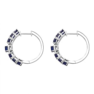 D'Joy Asscher Cut Masoala Sapphire (D) 8.15 ctw Serene Harmony Earrings in Rhodium Over Sterling Silver