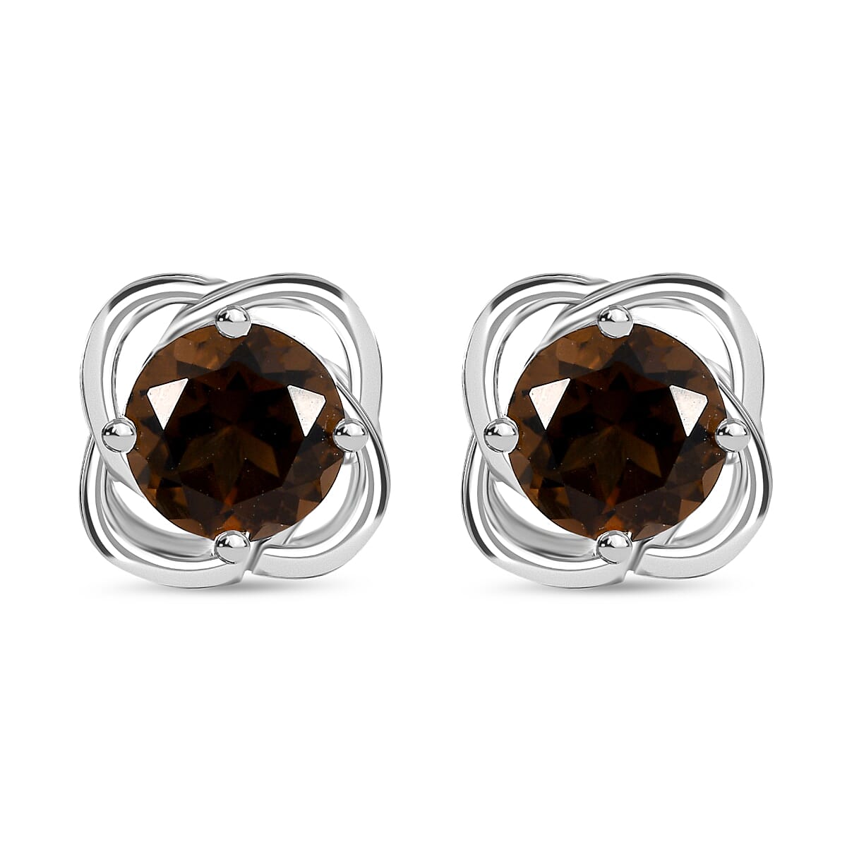 D'Joy Brazilian Smoky Quartz 1.40 ctw Stud Earrings in Sterling Silver image number 0