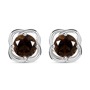 D'Joy Brazilian Smoky Quartz 1.40 ctw Stud Earrings in Sterling Silver