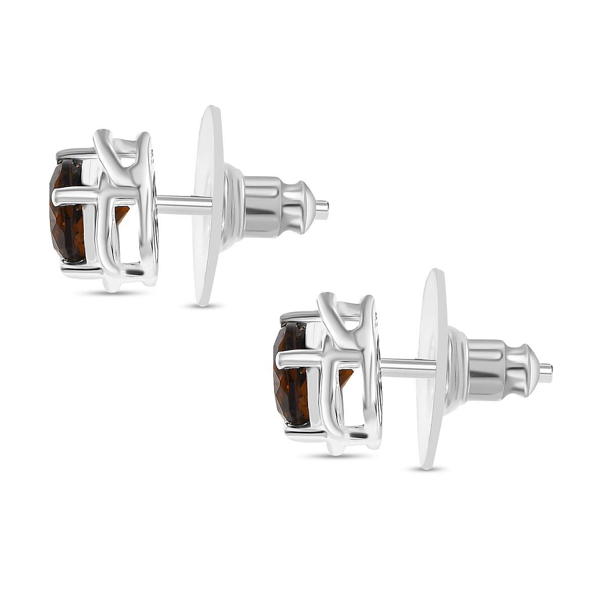 D'Joy Brazilian Smoky Quartz 1.40 ctw Stud Earrings in Sterling Silver image number 3