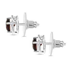D'Joy Brazilian Smoky Quartz 1.40 ctw Stud Earrings in Sterling Silver