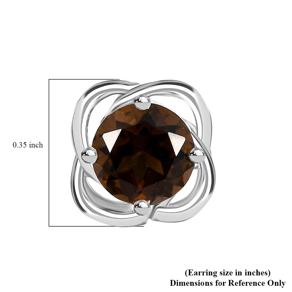 D'Joy Brazilian Smoky Quartz 1.40 ctw Stud Earrings in Sterling Silver image number 4