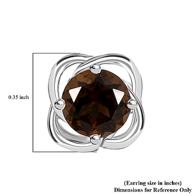 D'Joy Brazilian Smoky Quartz 1.40 ctw Stud Earrings in Sterling Silver