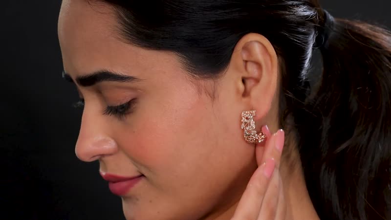 D'Joy Uncut Natural Pink Diamond 0.25 ctw Vine Earrings in 18K Vermeil Rose Gold Over Sterling Silver