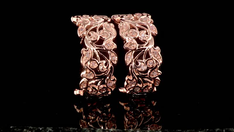 D'Joy Uncut Natural Pink Diamond 0.25 ctw Vine Earrings in 18K Vermeil Rose Gold Over Sterling Silver