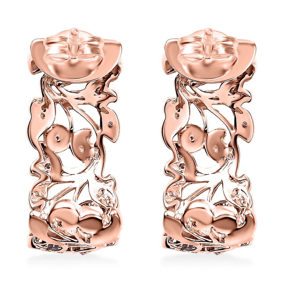 Doorbuster Uncut Natural Pink Diamond 0.25 ctw Vine Earrings in 18K Vermeil Rose Gold Over Sterling Silver image number 4