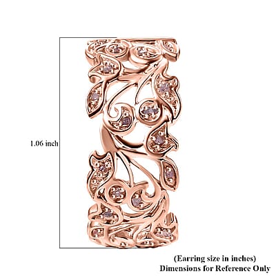 D'Joy Uncut Natural Pink Diamond 0.25 ctw Vine Earrings in 18K Vermeil Rose Gold Over Sterling Silver