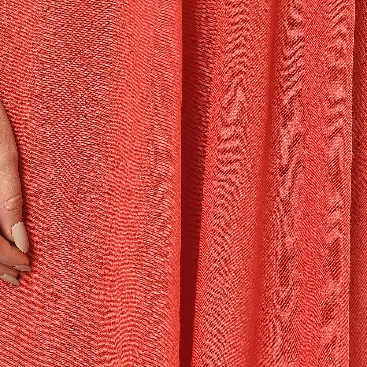 Tamsy Coral Embroidered Umbrella Dress with Sleeves and Neck-Tie - One Size Fits Most image number 6