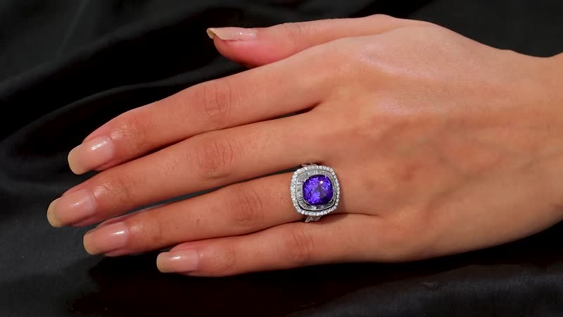Rhapsody 950 Platinum AAAA Tanzanite, Diamond (E-F, VS) Ring (Size 10.0) (10.25 g) 6.38 ctw