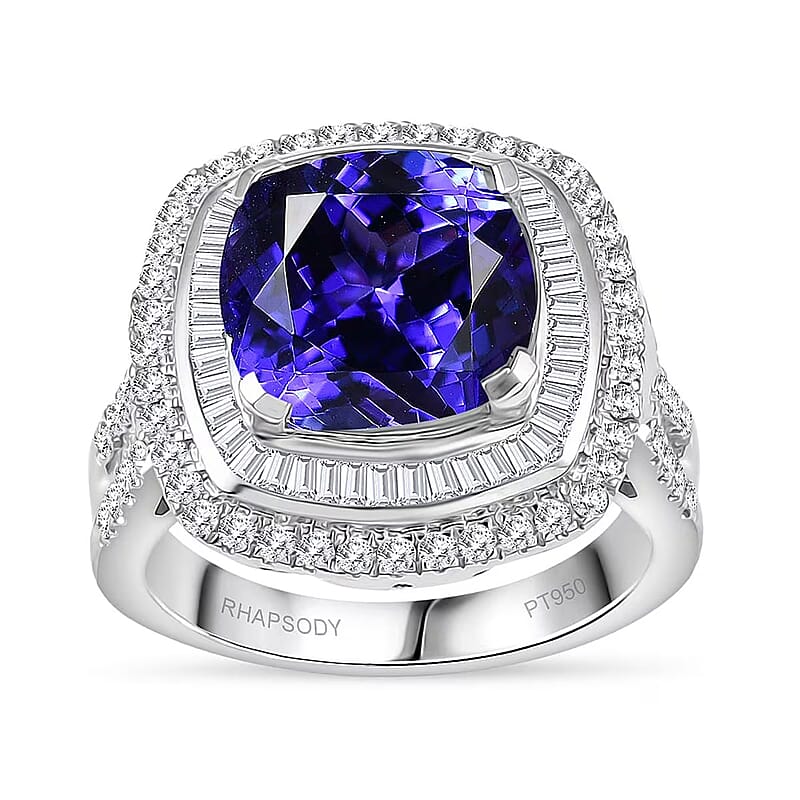 Rhapsody AAAA Tanzanite and E-F VS Diamond 6.38 ctw Ring in 950 Platinum (Size 6.0) 10.25 Grams
